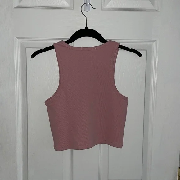 Light Pink Basic High Neck Ribbed Tank Top - Picture 3 of 3